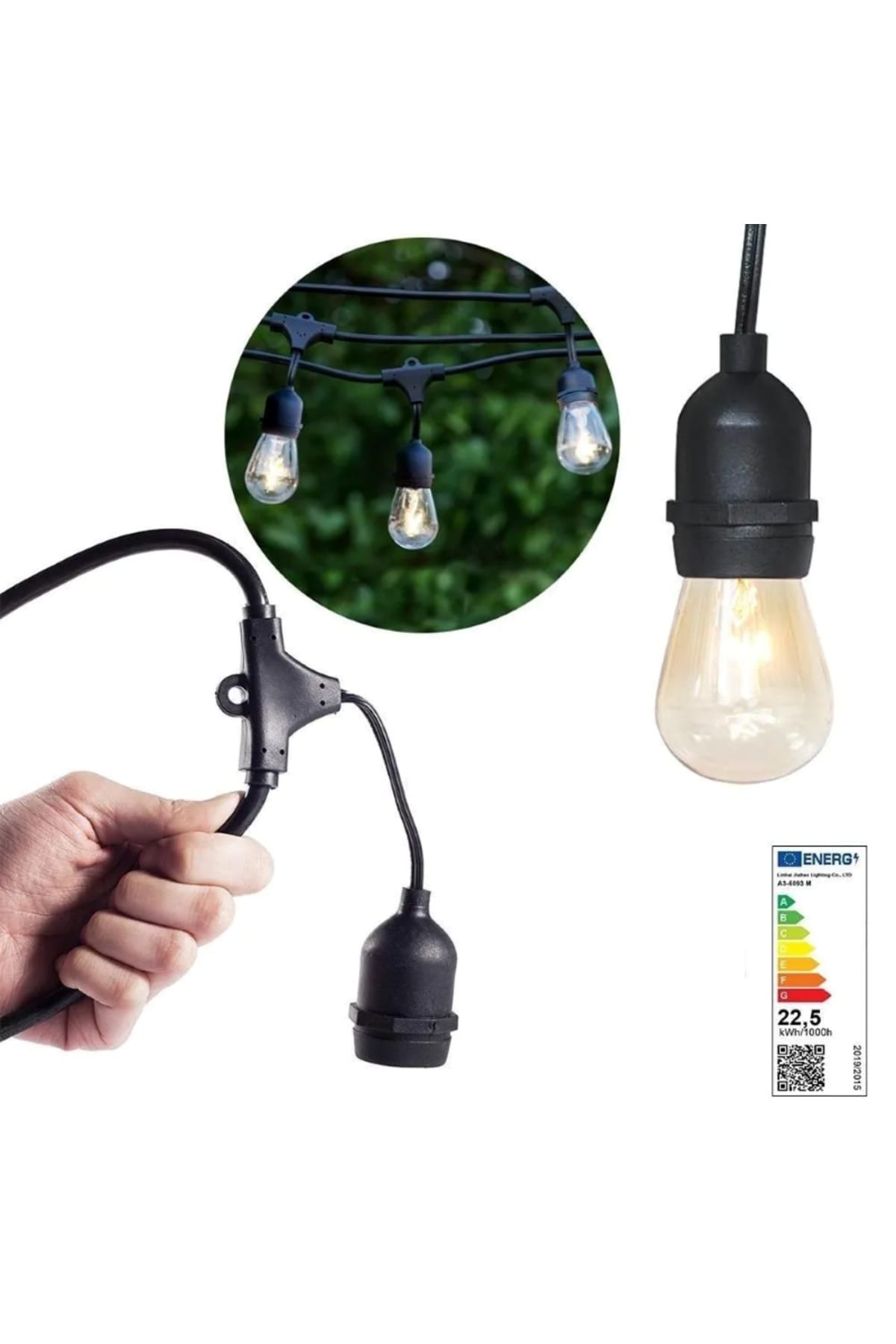 Ghirlandă Luminoasă Edison 10 Metri cu 10 Becuri Vintage pentru Exterior 2