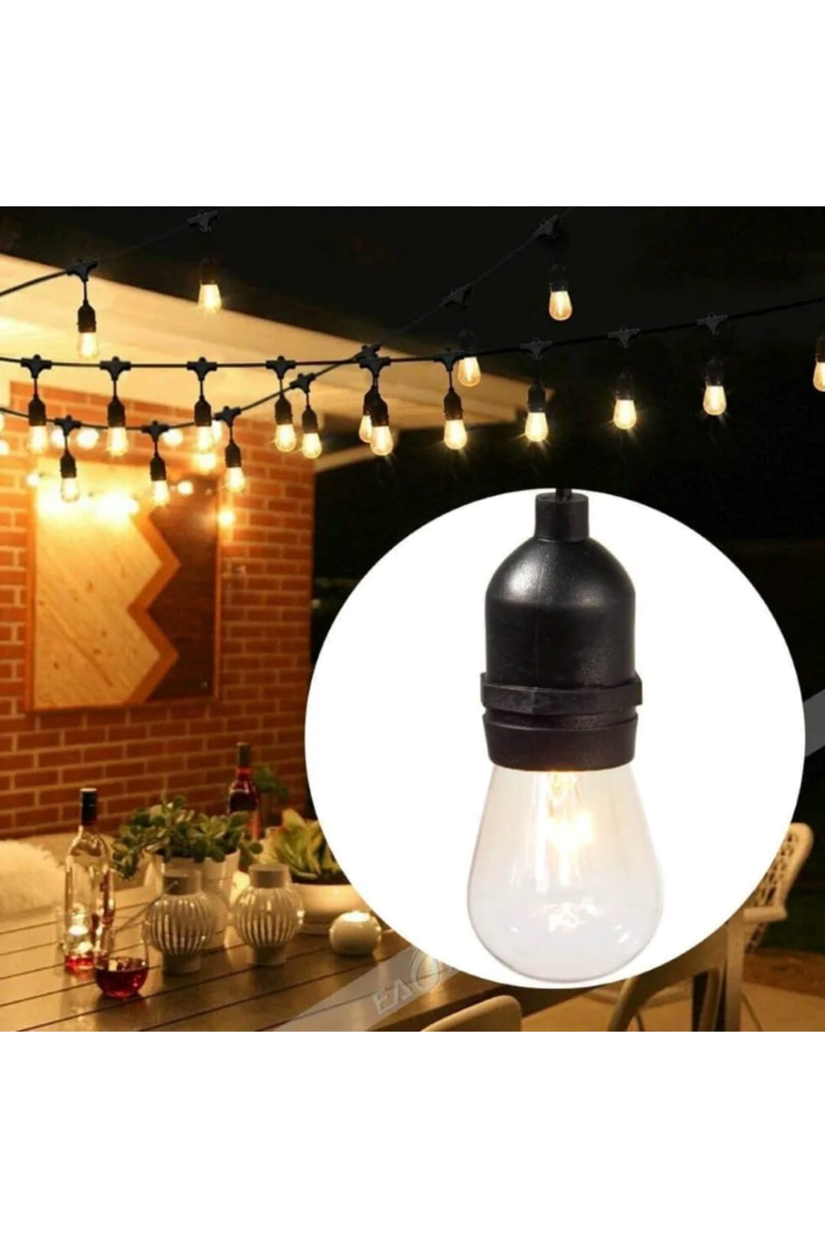 Ghirlandă Luminoasă Edison 10 Metri cu 10 Becuri Vintage pentru Exterior 5