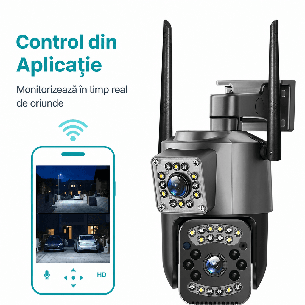 Cameră de Supraveghere WiFi cu 2 Lentile HD și Senzor de Mișcare 2