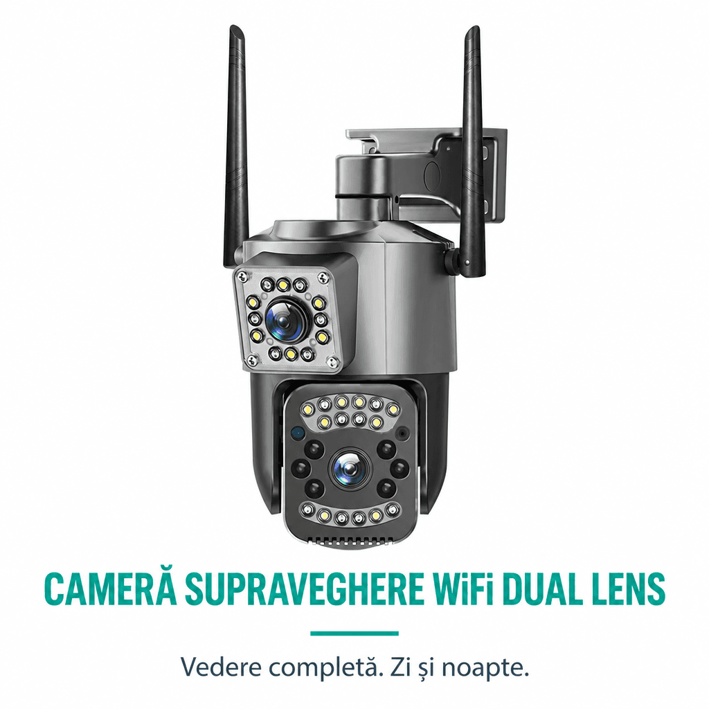 Cameră de Supraveghere WiFi cu 2 Lentile HD și Senzor de Mișcare 4