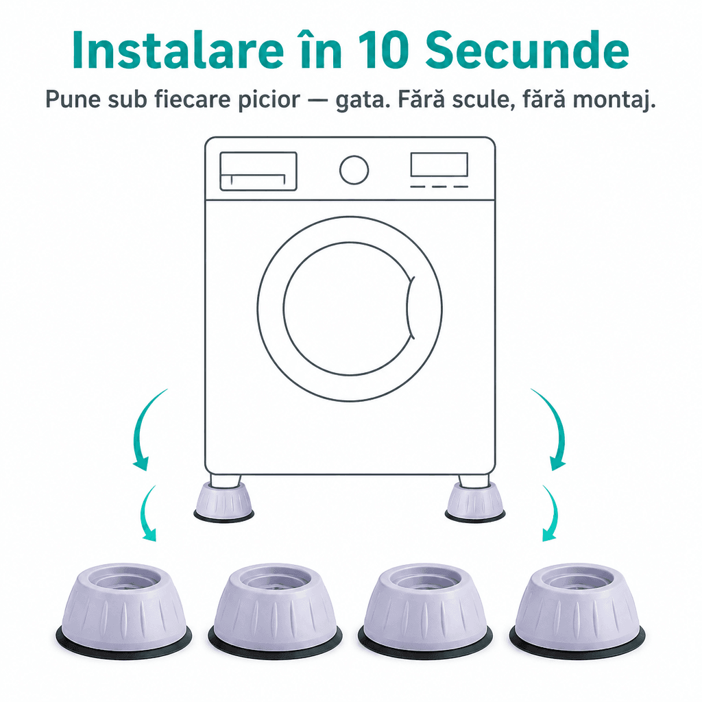 Set 4 Paduri Anti-Vibrație pentru Mașina de Spălat din Cauciuc Dens 2