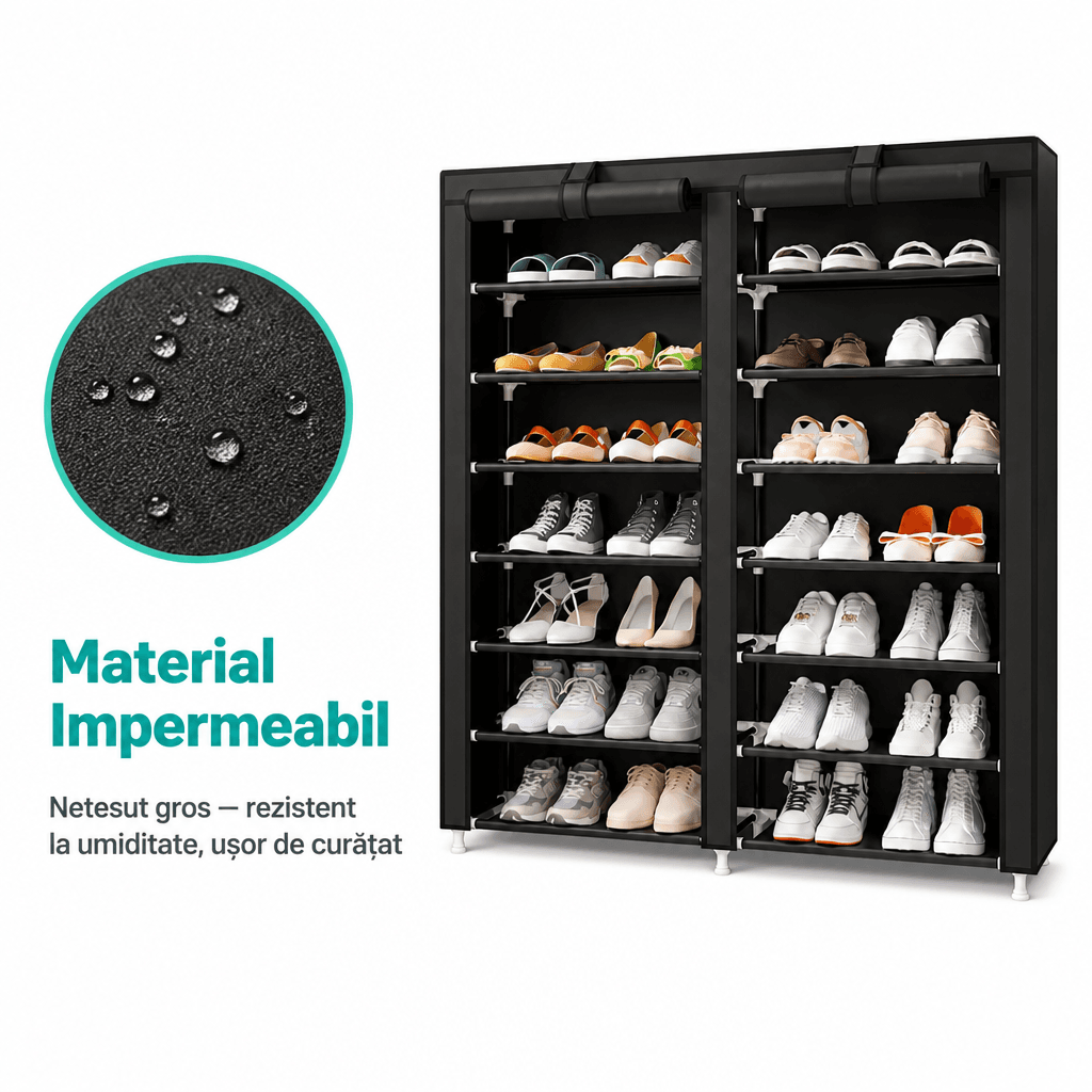 Dulap pentru Pantofi Textil cu 10 Rafturi pentru 20 Perechi Pliabil 2