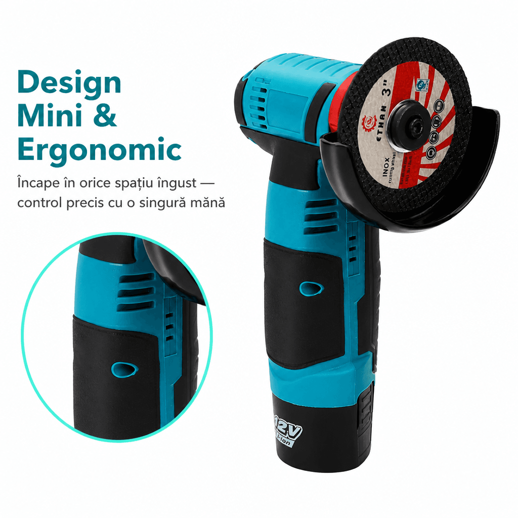 Mini Polizor Unghiular Electric 36V Fără Fir cu 2 Acumulatori 4