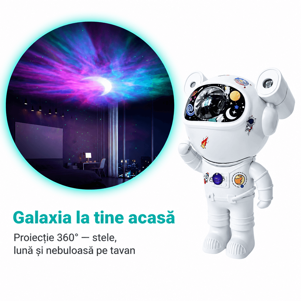 Proiector Laser Astronaut cu Galaxii Bluetooth Stele și Telecomandă 2
