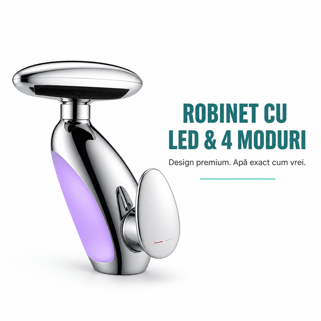 Robinet Chiuvetă cu LED Indicator Temperatură și 4 Moduri Jet 2
