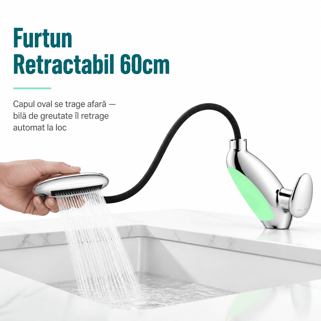 Robinet Chiuvetă cu LED Indicator Temperatură și 4 Moduri Jet 3