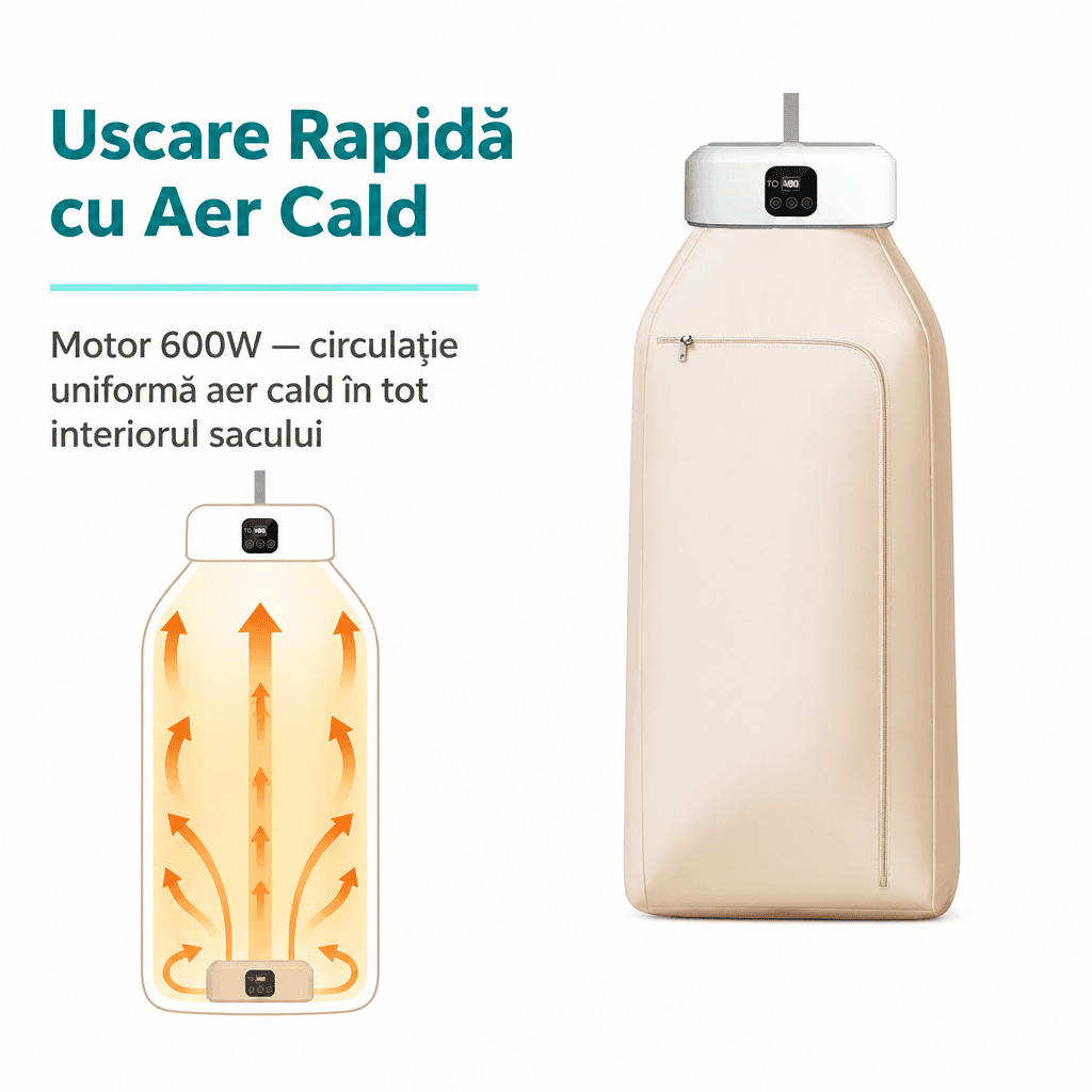 Uscător de Rufe Portabil Pliabil 600W cu Timer Digital și Telecomandă 2