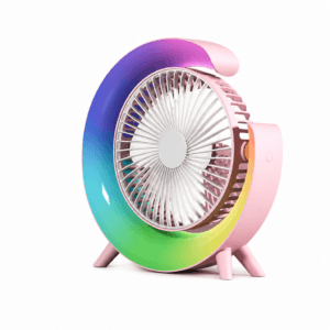 Mini Ventilator de Birou USB cu LED RGB și Motor Silențios