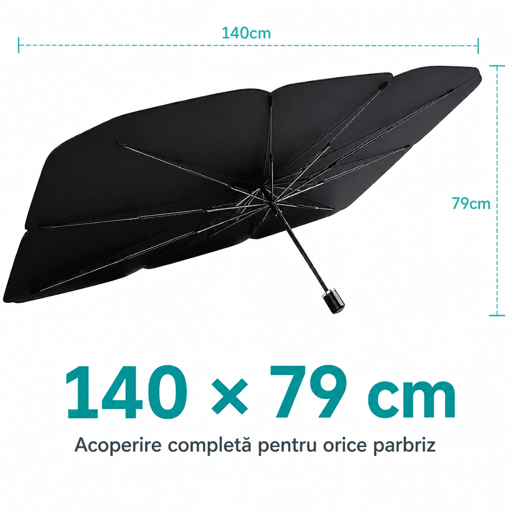 Parasolar Auto pentru Parbriz Pliabil Tip Umbrelă 140x79cm UV 2